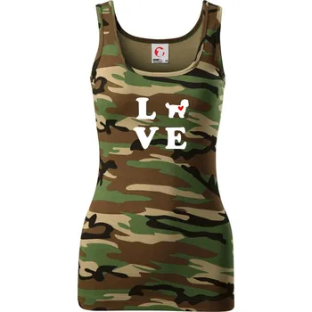 Dámské tričko Shih Tzu love - Dámské Maskáčové tílko - S ( Hnědý maskáč )