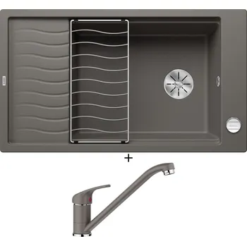 Granitový dřez Granitový dřez SET Blanco ELON XL 8 S šedá vulkán + excentrické ovládání + Blanco DARAS šedá vulkán 526934