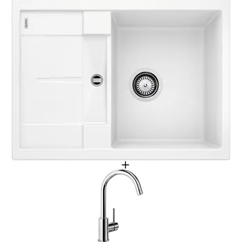 Kuchyňský dřez Granitový dřez SET Blanco METRA 45 S Compact bílá 519565 + Blanco MIDA chrom 517742