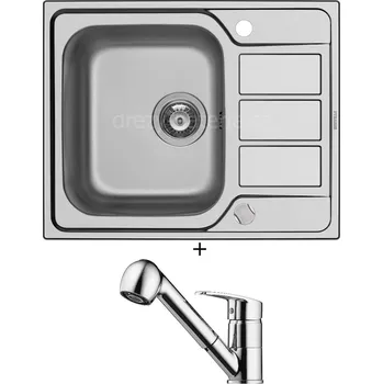 Nerezový dřez SET Pyramis ATHENA (62x50) 1B 1D nerez + Pyramis FIDO chrom