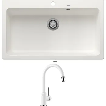 Granitový dřez Granitový dřez SET Blanco NAYA XL 9 bílá 521816 + Blanco MIDA-S bílá 521457