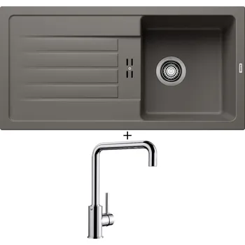 Granitový dřez Granitový dřez SET BLANCO FAVUM 45 S šedá vulkán 527266 + Blanco MILI chrom 519413