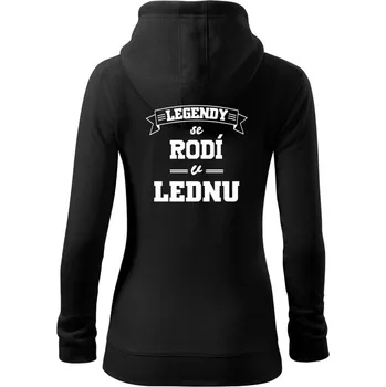 Dámská mikina Legendy se rodí v lednu - Dámská mikina trendy zipper s kapucí - XL ( Černá )