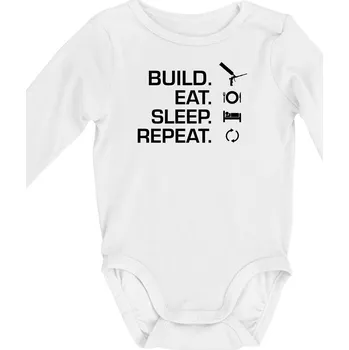 Build eat sleep repeat - montážní pěna - Body kojenecké s dlouhým rukávem - Dlouhý r. do 3 měs ( Bílá )