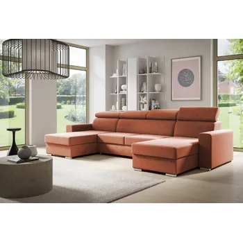 Sedací souprava Eka Rohová sedačka ADELA U, 325 cm Barva látky: MONOLITH 61 (Broskvová)