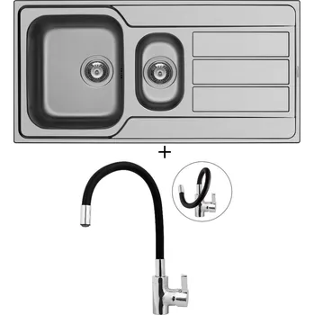 Nerezový dřez Nerezový dřez SET Pyramis ATHENA EXTRA (100x50) 1 1/2B 1D nerez + Pyramis FLESSI černá