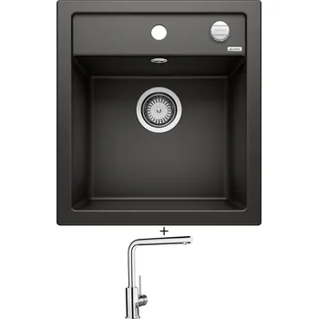 Kuchyňský dřez Granitový dřez SET Blanco DALAGO 45 černá s excentrem 525869 + Blanco MILA chrom 519414