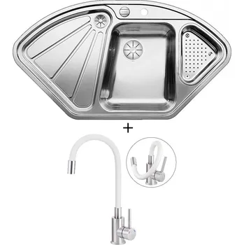 Nerezový dřez Nerezový dřez SET Blanco DELTA-IF nerez hedvábný lesk s excentrem 523667 + Deante NEO LUNO BOC W720 nerez