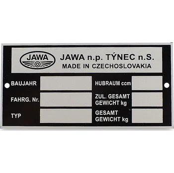 Motor pro motocykl Štítek rámu Jawa 350 typ 634 - Německy