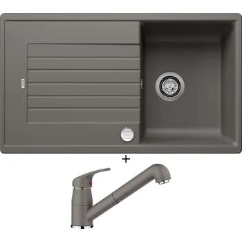 Granitový dřez Granitový dřez SET Blanco ZIA 45 SL šedá vulkán + excentrické ovládání + Blanco DARAS-S šedá vulkán 526936