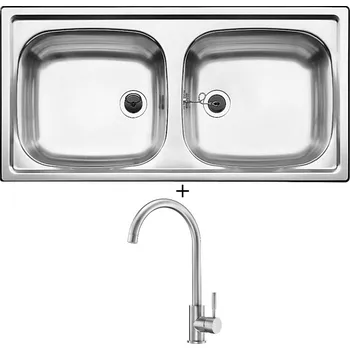 Nerezový dřez Nerezový dřez SET Blanco TOP EZ 8x4 nerez přírodní lesk 500372 + Deante LIMA BBM F62M nerez