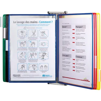 tarifold nástěnný kovový držák, 10 kapes A3 na výšku, otevřené shora, červené