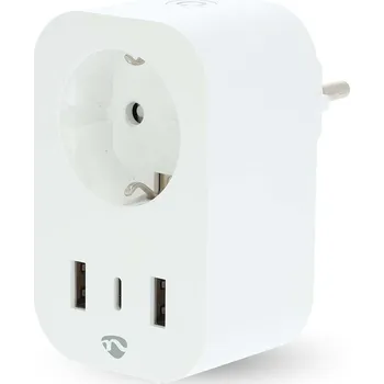Elektrická zásuvka NEDIS SmartLife Chytrá Zásuvka | Wi-Fi | Měřič výkonu | 3680 W | Type F (CEE 7/7) / 1x USB-C™ / 2x USB | 0 - 55 C | Android™ / IOS | Bílá | 1 kusů