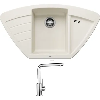 Granitový dřez Granitový dřez SET Blanco ZIA 9 E bílá soft 527212 + Blanco MILA chrom 519414