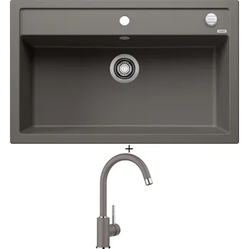 Granitový dřez Granitový dřez SET Blanco DALAGO 8 šedá vulkán s excentrem 527248 + Blanco MIDA šedá vulkán 526965