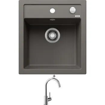 Kuchyňský dřez Granitový dřez SET Blanco DALAGO 45 šedá vulkán s excentrem 527242 + Blanco MIDA chrom 517742