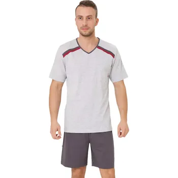 Pánské pyžamo Hotberg Pánské pyžamo Olo Big 327/02: Pohodlí v každém detailu! Barva/Velikost: šedá světlá / 4XL