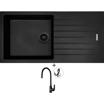 Granitový dřez Granitový dřez SET Sinks PERFECTO 1000 černá edice + Kuchinox ELZA BKE B61D černá matná