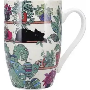 Stolování Porcelánový hrnek BUG ART 490 ml Kočka mezi květináči (Hrnky s kočkou, hrnek kočka, kočky)