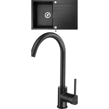 Granitový dřez Granitový dřez SET Sinks GRANDE 800 metalblack + Deante MILIN B62M černá matná