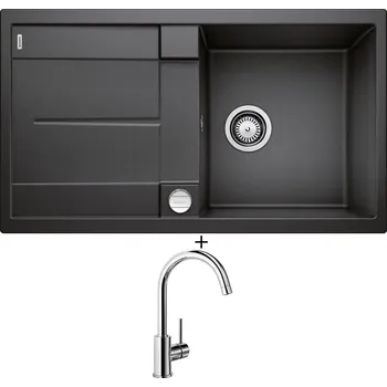 Granitový dřez Granitový dřez SET Blanco METRA 5 S antracit + excentrické ovládání + Blanco MIDA chrom 517742