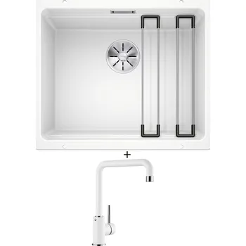 Granitový dřez Dřez pod desku SET Blanco ETAGON 500-U bílá 522231 + Blanco MILI bílá 523107