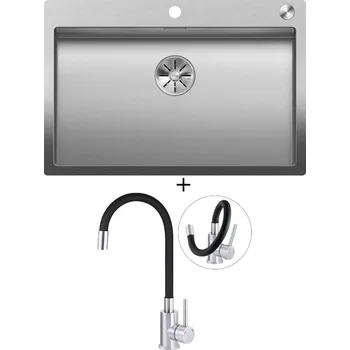 Nerezový dřez Nerezový dřez SET Blanco CLARON 700-IF/A nerez Durinox s excentrickým ovládáním PushControl 523394 + Deante NEO LUNO BOC B720 nerez