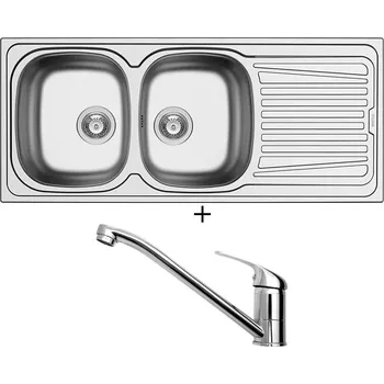 Nerezový dřez Nerezový dřez SET Pyramis SPARTA 116X50 2B 1D nerez + Pyramis ASALIA chrom