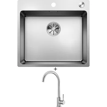 Nerezový dřez Nerezový dřez SET Blanco ANDANO 500-IF/A nerez hedvábný lesk s excentrem PushControl 525245 + Deante LIMA BBM F62M nerez