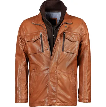 Pánská móda Pánská Kožená Bunda Brown Eton Beau Brixton Hnědá Velikost: 50