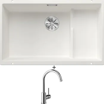 Granitový dřez Dřez pod desku SET Blanco SUBLINE 700 U Level bílá + koš z nerezu 523456 + Blanco MIDA chrom 517742