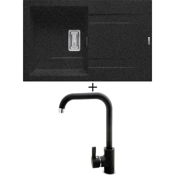 Granitový dřez Granitový dřez SET Pyramis KARTESIO (79x50) 1B 1D černá + Pyramis SILVIO černá