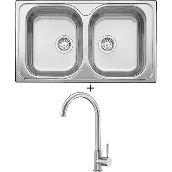 Nerezový dřez Nerezový dřez SET Blanco TIPO 8 nerez přírodní lesk 511924 + Deante LIMA BBM F62M nerez