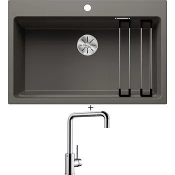 Granitový dřez Granitový dřez SET Blanco ETAGON 8 šedá vulkán 527262 + Blanco MILI chrom 519413
