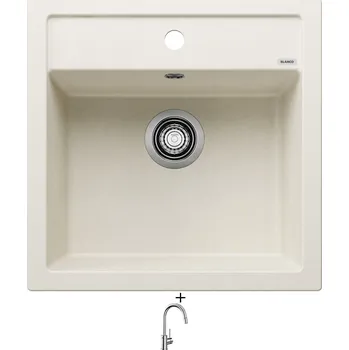 Granitový dřez Granitový dřez SET Blanco DALAGO 5 bílá soft + Blanco MIDA-S chrom 521454