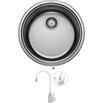 Nerezový dřez Nerezový dřez SET Blanco RONDOSOL nerez kartáčovaný 513306 + Deante NEO LUNO BOC W720 nerez