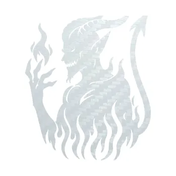 Samolepící dekorace SAMOLEPKA Ďábel 004 levá čertisko v plamenech (51 - 3D karbon bílý) NA AUTO, NÁLEPKA, FÓLIE, POLEP, TUNING, VLASTNÍ TEXT, TISK, AUTOSAMOLEPKY.cz, POLEPY, OBRÁZEK, LOGO, SAMOLEPKY