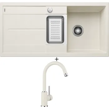 Granitový dřez Granitový dřez SET Blanco METRA 6 S bílá soft s excentrem 527116 + Blanco MIDA bílá soft 526966