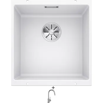 Granitový dřez Dřez pod desku SET Blanco SUBLINE 400 U bílá 523426 + Blanco MIDA-S chrom 521454