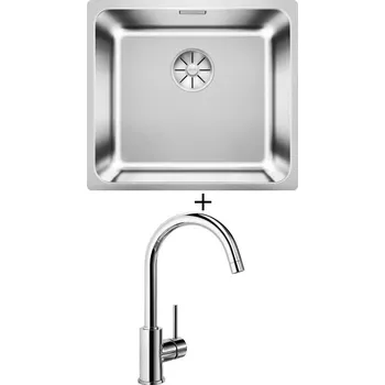 Dřez pod desku SET Blanco SOLIS 450-U nerez kartáčovaný 526120 + Blanco MIDA chrom 517742