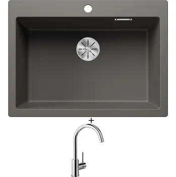 Granitový dřez Granitový dřez SET Blanco PLEON 8 šedá vulkán 527323 + Blanco MIDA chrom 517742