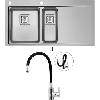 Nerezový dřez Nerezový dřez SET Pyramis OLYNTHOS (100X52) 1 1/2B 1D LH nerez + Pyramis FLESSI černá