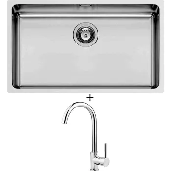 Nerezový dřez Dřez pod desku SET Pyramis LYDIA (70x40) 1B nerez + Deante ASTER 062 M chrom
