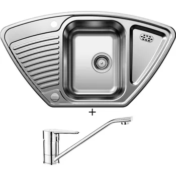 Nerezový dřez Nerezový dřez SET Blanco Blanco TIPO 9 E nerez přírodní lesk s excentrem 526338 + Deante CORIO BFC 060M chrom