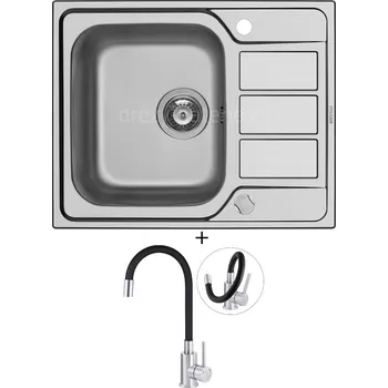 Kuchyňský dřez Nerezový dřez SET Pyramis ATHENA (62x50) 1B 1D nerez + Deante NEO LUNO BOC B720 nerez