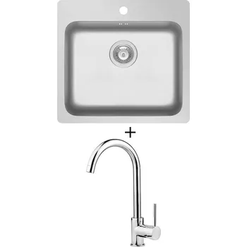 Nerezový dřez Nerezový dřez SET Pyramis ZERIA (56x52) 1B nerez + Deante ASTER 062 M chrom