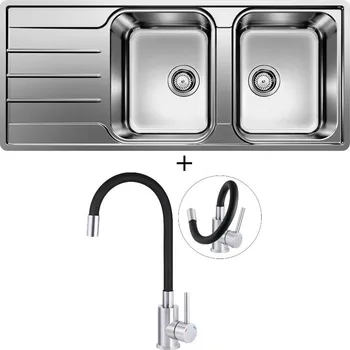 Nerezový dřez Nerezový dřez SET Blanco LEMIS 8 S-IF nerez kartáčovaný 523036 + Deante NEO LUNO BOC B720 nerez