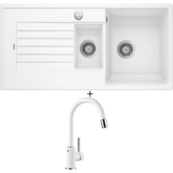 Granitový dřez Granitový dřez SET Blanco ZIA 6 S bílá s excentrem 514734 + Blanco MIDA-S bílá 521457