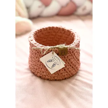 Úložný box Háčkovaný košík - starorůžový Barva: Starorůžová