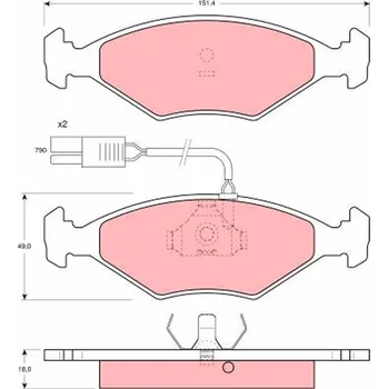 Brzdová destička Sada brzdových destiček, kotoučová brzda TRW GDB960